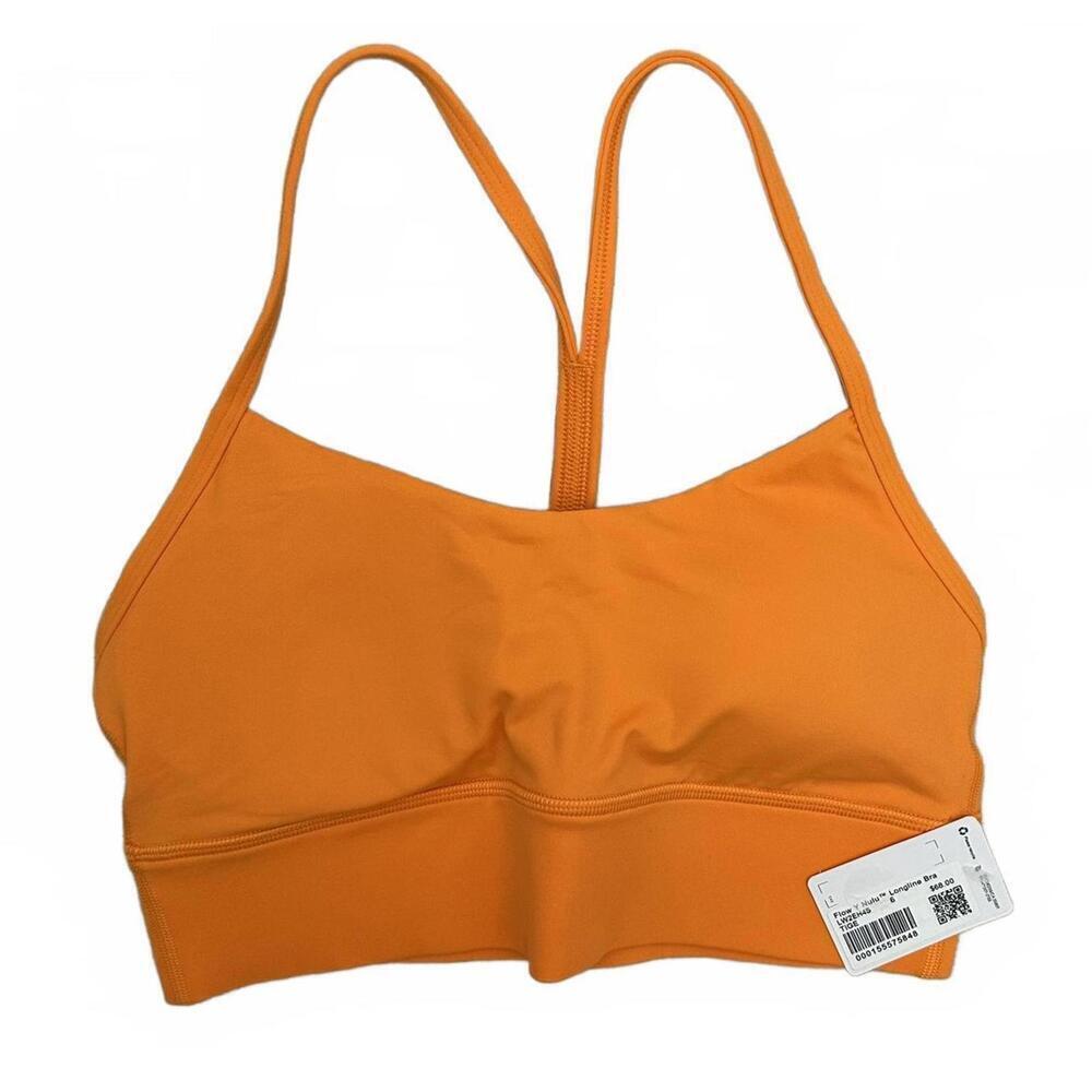 NWT *rare* Lululemon Flow Y Nulu Longline Bra Tiger Orange Sz 6